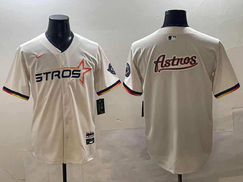 Men Houston Astros Blank Cream Three generations Joint Name 2025 Nike MLB Jersey style 13